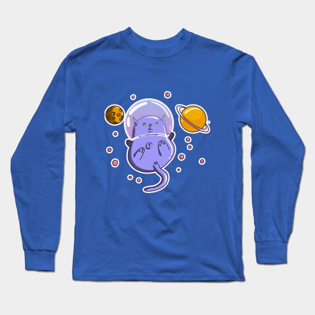 Cosmic Cat Long Sleeve T-Shirt by Mad Panda